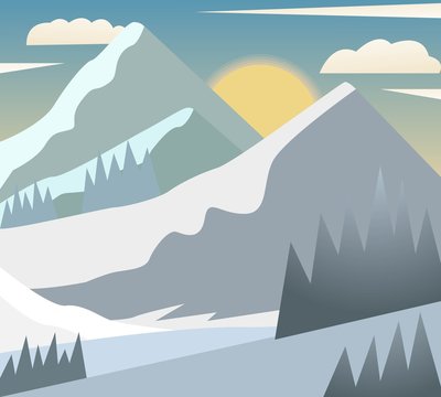 Illustration vector design of snowy mountains