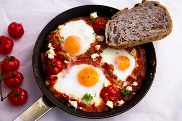 Middle eastern shakshuka breakfast