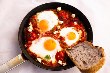 Middle eastern shakshuka breakfast
