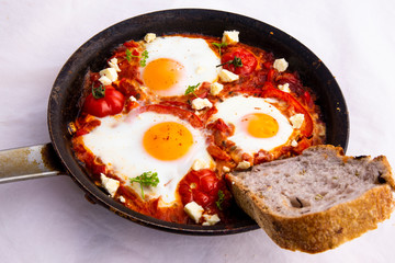 Middle eastern shakshuka breakfast