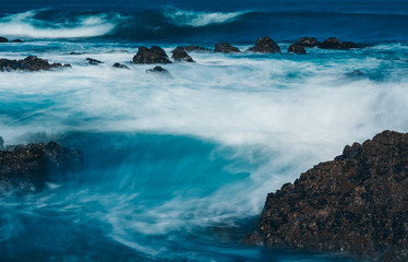 Long Exposure Of Sea Wave with rock