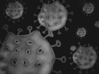 Virus in cells. Corona virus, Covid19 pandemic.