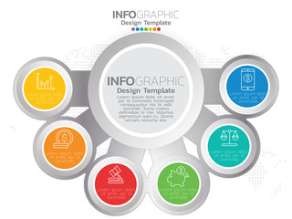 6 Parts of presentation business infographic template can be used for workflow layout, diagram, report, web design. Business concept with options, steps or processes.