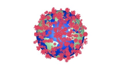 Viruses , Germs , Bacteria Spreading Around Planet Earth. 3D rendering