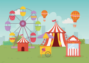fun fair carnival tent air balloon booth tickets ferris wheel recreation entertainment