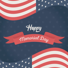 happy memorial day, flags banner blue background american celebration