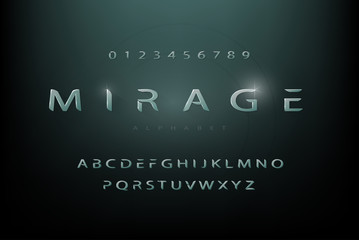 Modern futuristic sci-fi alphabet font set with numbers © Atstock Productions