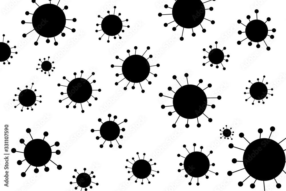 Wall mural black virus silhouette on white background, vector illustration