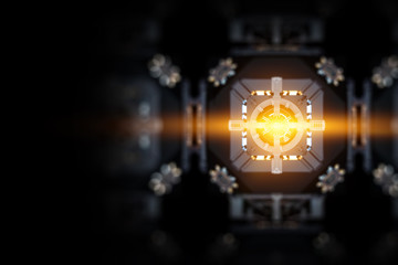 Circuit board background . Mixed media