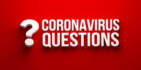 Coronavirus Questions banner. 3D rendering illustration