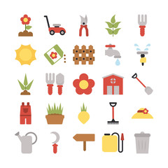 set of icon gardening on white background
