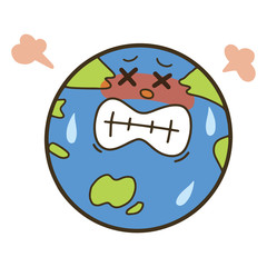 環境問題のイメージイラスト　病気になった地球のキャラクター　SDGs