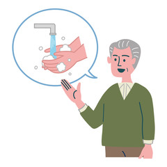 シニア　男性　手洗い