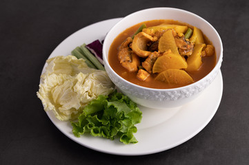 Yellow Curry with Snakehead Fish, Thai food