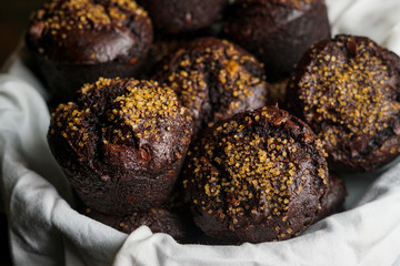 Double chocolate muffins with Demerara sugar
