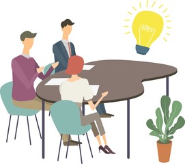 ミーティング　会議　打ち合わせ　ベクター　イラスト　ブレインストーミング　ブレスト　ひらめき