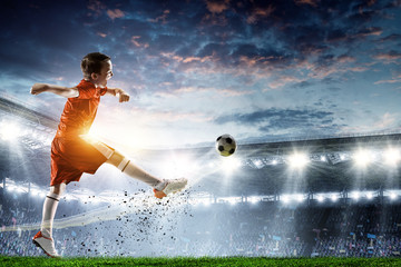 Little soccer champion. Mixed media