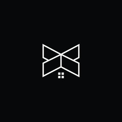 Logo design of X XX in vector for construction, home, real estate, building, property. Minimal awesome trendy professional logo design template on black background.