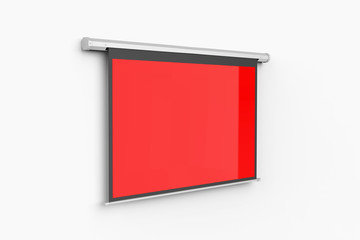 Blank Projector Screen Electronic Wall Mounted Screen For Mock up, 3d render illustration.