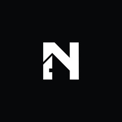 Logo design of N in vector for construction, home, real estate, building, property. Minimal awesome trendy professional logo design template on black background.