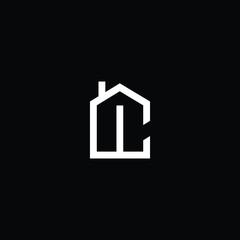 Logo design of C in vector for construction, home, real estate, building, property. Minimal awesome trendy professional logo design template on black background.