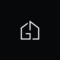 Logo design of G in vector for construction, home, real estate, building, property. Minimal awesome trendy professional logo design template on black background.