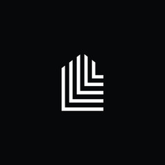 Logo design of L LL in vector for construction, home, real estate, building, property. Minimal awesome trendy professional logo design template on black background.