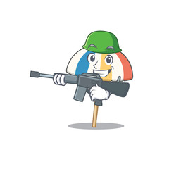 A picture of beach umbrella as an Army with machine gun