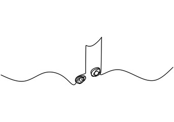 Ganze Note-Vektor-Illustration, einzelne Kunstzeichnungsart mit durchgehender Linie. Minimalismuszeichen und Symbol der Musik. © ngupakarti