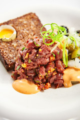 Beef tartare closeup view