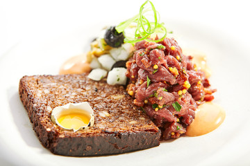 Beef tartare closeup view