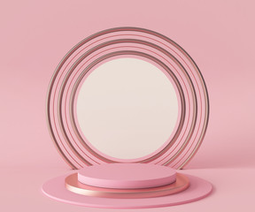Obraz premium 3d rendering podium background mock-up scene. Abstract geometry shape pastel color. Minimal geometric shape. Cosmetic background for product presentation.