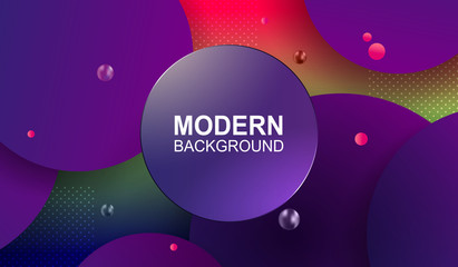 Lovely background with color gradient, rounded shapes, round frame with gradient and glitter