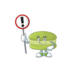 Smiling cartoon design of coconut macarons with a sign