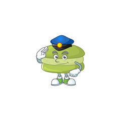 A cartoon of coconut macarons dressed as a Police officer