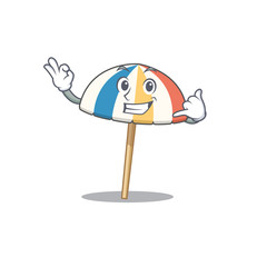 Beach umbrella mascot cartoon design showing Call me gesture
