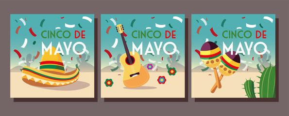 set of cards with cinco de mayo label