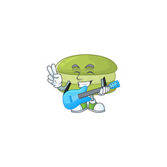 Supper talented coconut macarons cartoon design with a guitar