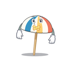 Beach umbrella mascot cartoon character design with silent gesture
