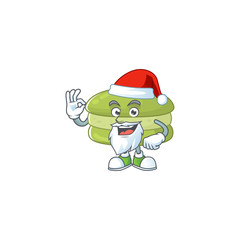 Coconut macarons cartoon character of Santa showing ok finger