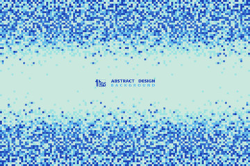 Abstract blue square pattern center design 8bit decorative for modern technology. illustration vector eps10