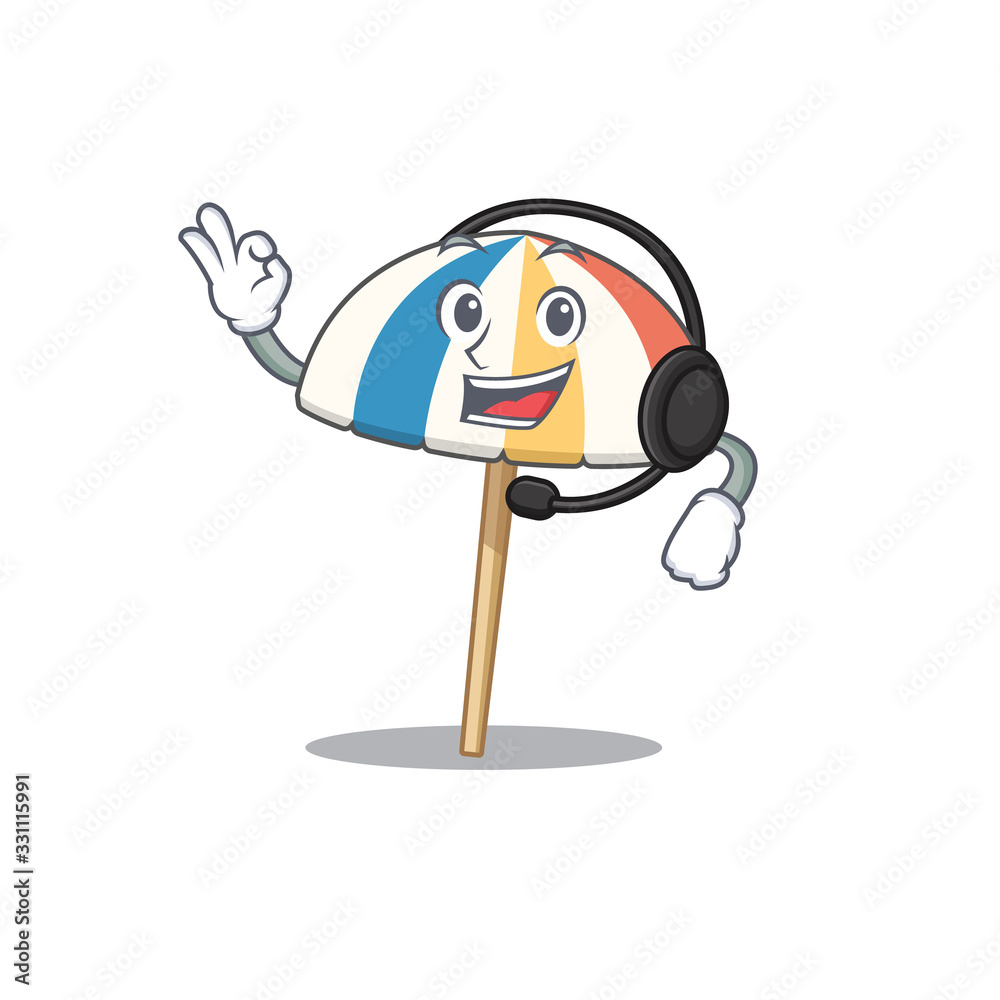 Canvas Prints charming beach umbrella cartoon character design wearing headphone