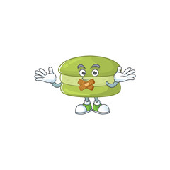 Coconut macarons cartoon character design concept showing silent gesture