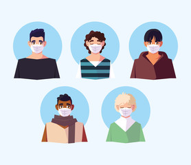 people of different nationalities in white medical face mask for prevent virus, coronavirus prevention