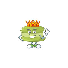 A Charismatic King of coconut macarons cartoon character design