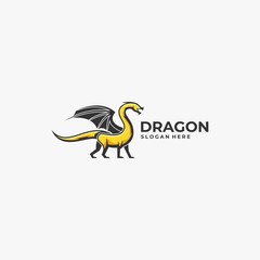 Vector Logo Illustration Dragon Mascot Cartoon Style.