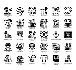 Set of biochemistry thin line and pixel perfect icons for any web and app project.