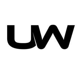 Initial 2 letter Logo Modern Simple Black UW