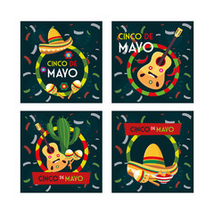 set of cards with cinco de mayo label