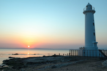 野間崎灯台夕景